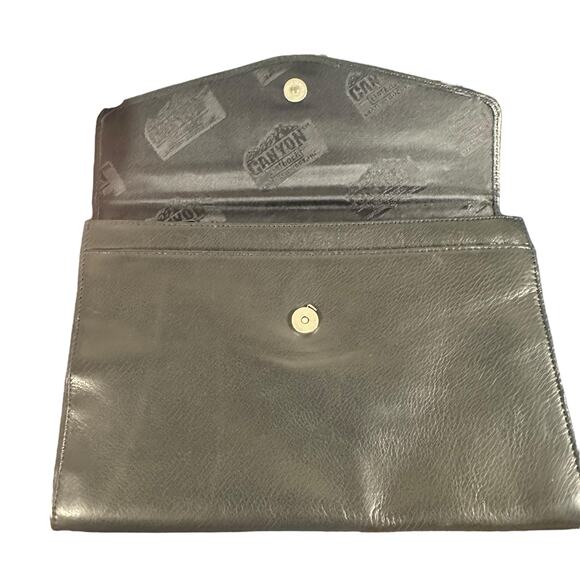 Canyon Outback Black Leather Envelope Clutch Bag Foldover Slim Purse wallet - Picture 5 of 11
